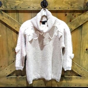 VINTAGE SILK BLEND ANGORA RABBIT SWEATER WITH SHOULDER PADS SIZE 1X